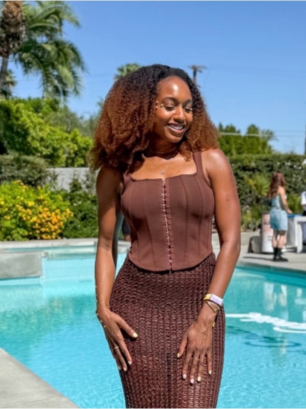 Brown Corset Top with eyelet front